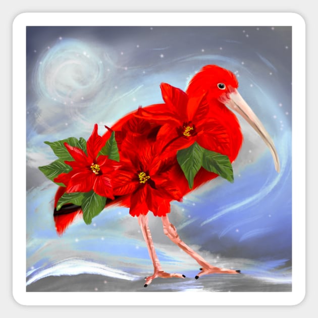 Scarlet Ibis + Poinsettia Sticker by mkeeley